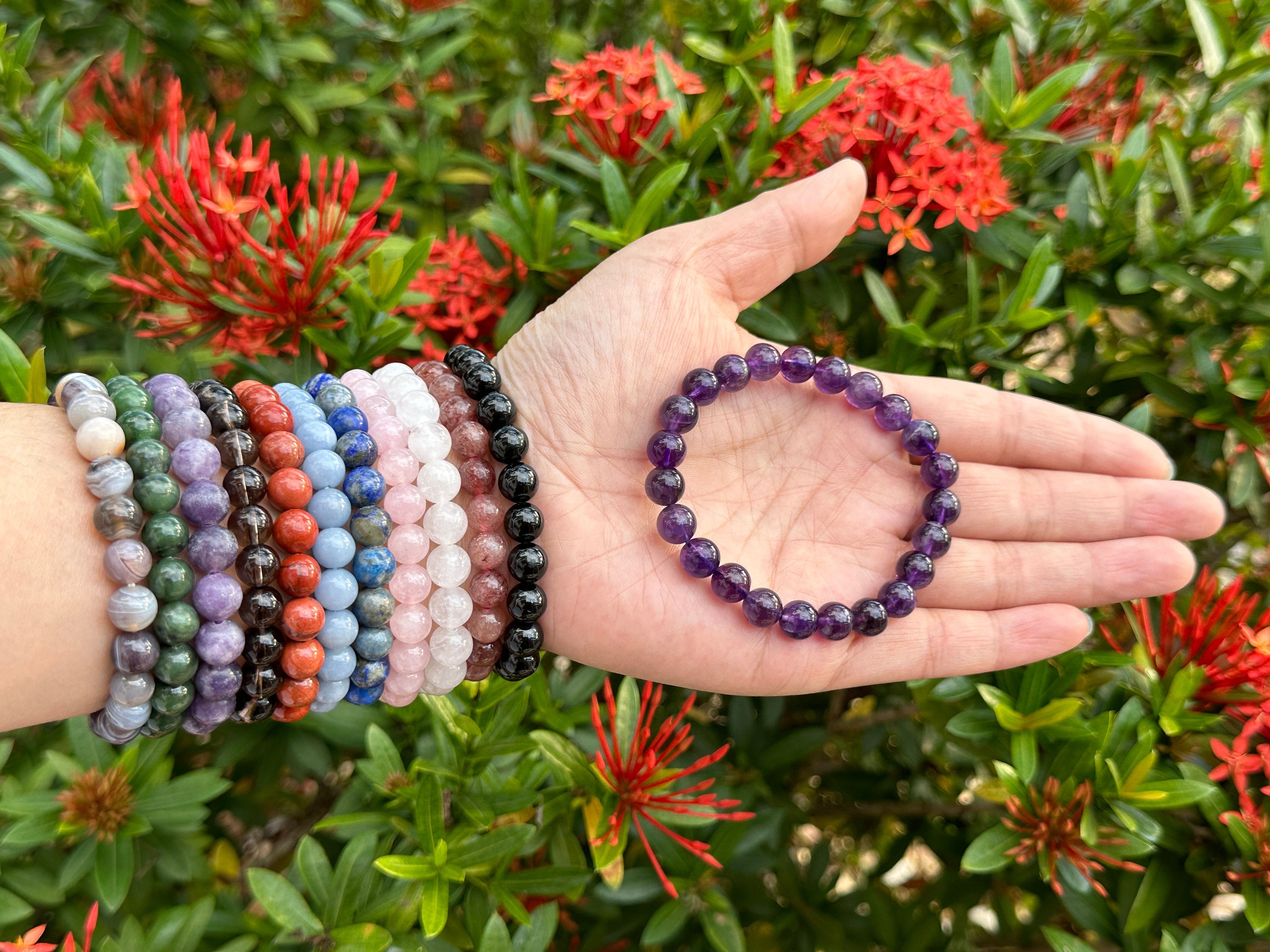 Bulk Crystal Wholesale Stone Stretch Bracelet - Natural Beaded Bracelets  Women