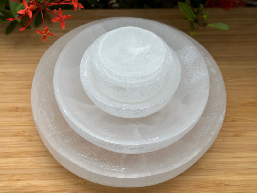 Extra Large Selenite Bowls 2, 3,4, 6 & 8diameter, Gemstone Carved