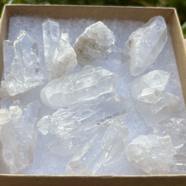 10 pcs box clear quartz clusters collection, grade a+ raw clear quartz geode, quartz crystal, quartz cluster, quartz geode