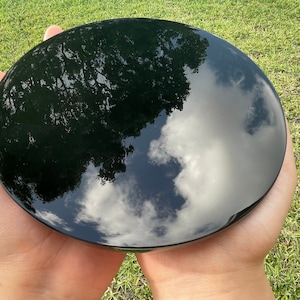 3" 4" 5" 6" & 8" Black Obsidian Scrying Mirror, Black Obsidian Mirror, Black Obsidian Stone, Obsidian Mirror, Pick a Size