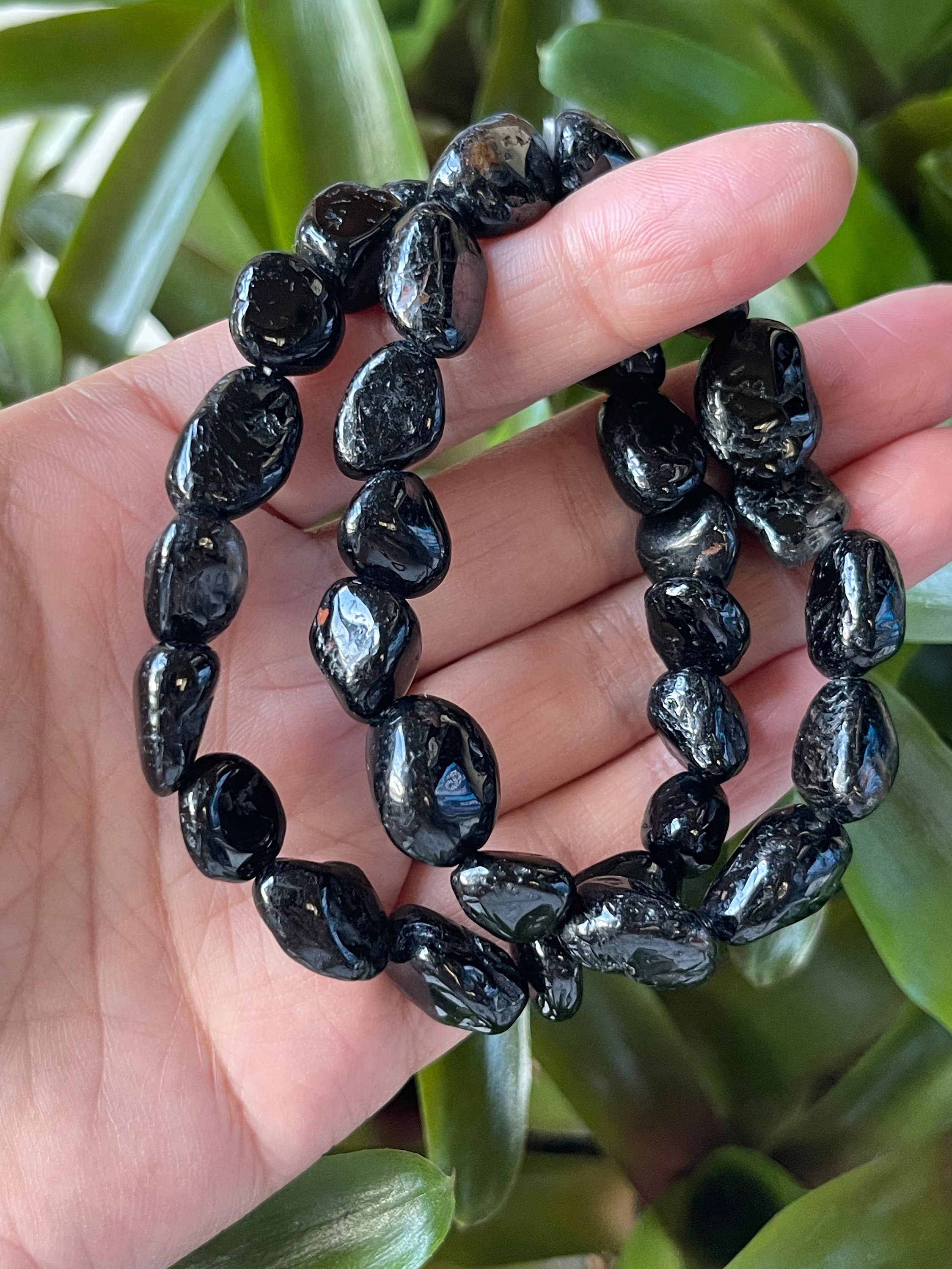 Grade A++ Black Tourmaline Crystal Bead Bracelet 8mm, Genuine Gemstone  Bracelet