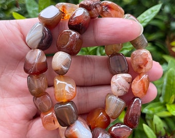Grade A++ Carnelian Crystal Nugget Bracelet, Genuine Gemstone Bracelet, Protection Relieves Stress and Tension, Gift for Men & Women