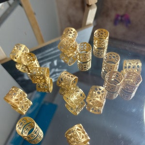 Filigree bead cuffs, hair beads, Afro beads, dreadlocks, festiva, cosplay, rave, gold image 2
