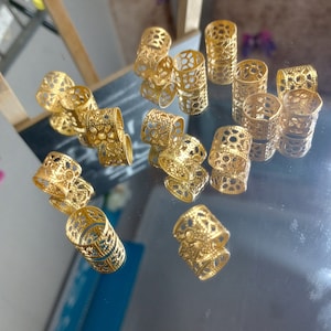 Filigree bead cuffs, hair beads, Afro beads, dreadlocks, festiva, cosplay, rave, gold image 3