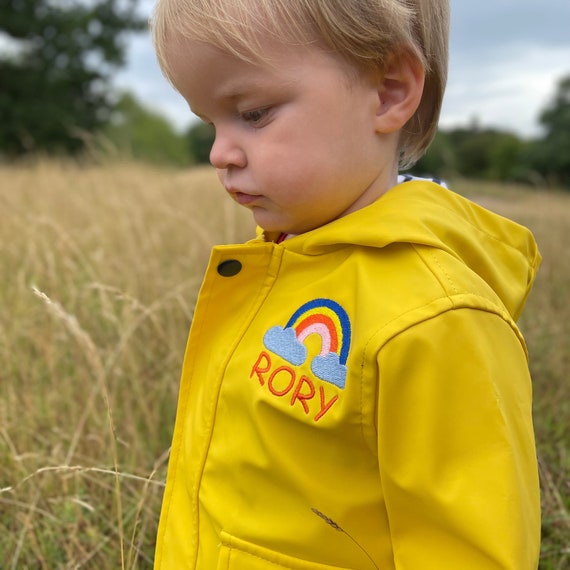 Baby Raincoat With Personalised Rainbow 