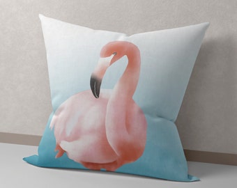 Flamingo Pillow Cover, Beach House Pillow, Flamingo Pillow, Girly Pillows, Pillow for Girls, Beach House Decor, Cover Only or With Insert