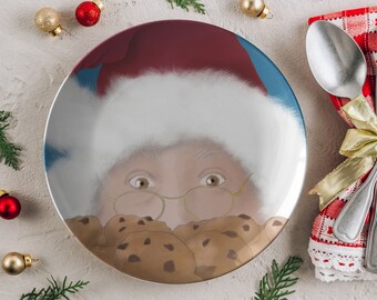 Santa Plate, Cookies for Santa, Watercolor Santa Plate, Treats for Santa, Christmas Plate for Santa, Christmas Eve plate