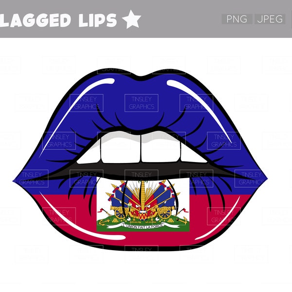 FLAGGED LIPS // African Png, Caribbean Png, West Indies Png, Png files for Crafting, Flag Png, Carnival Png, Afro Carib Png, Haiti Png