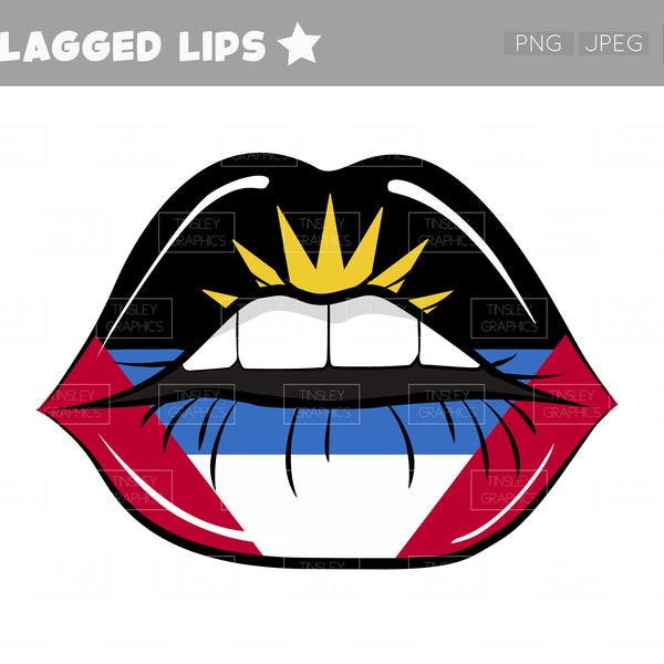 FLAGGED LIPS // African Png, Caribbean Png, West Indies Png, Png files for Crafting, Flag Png, Carnival Png, Afro Carib Png, Antigua Png