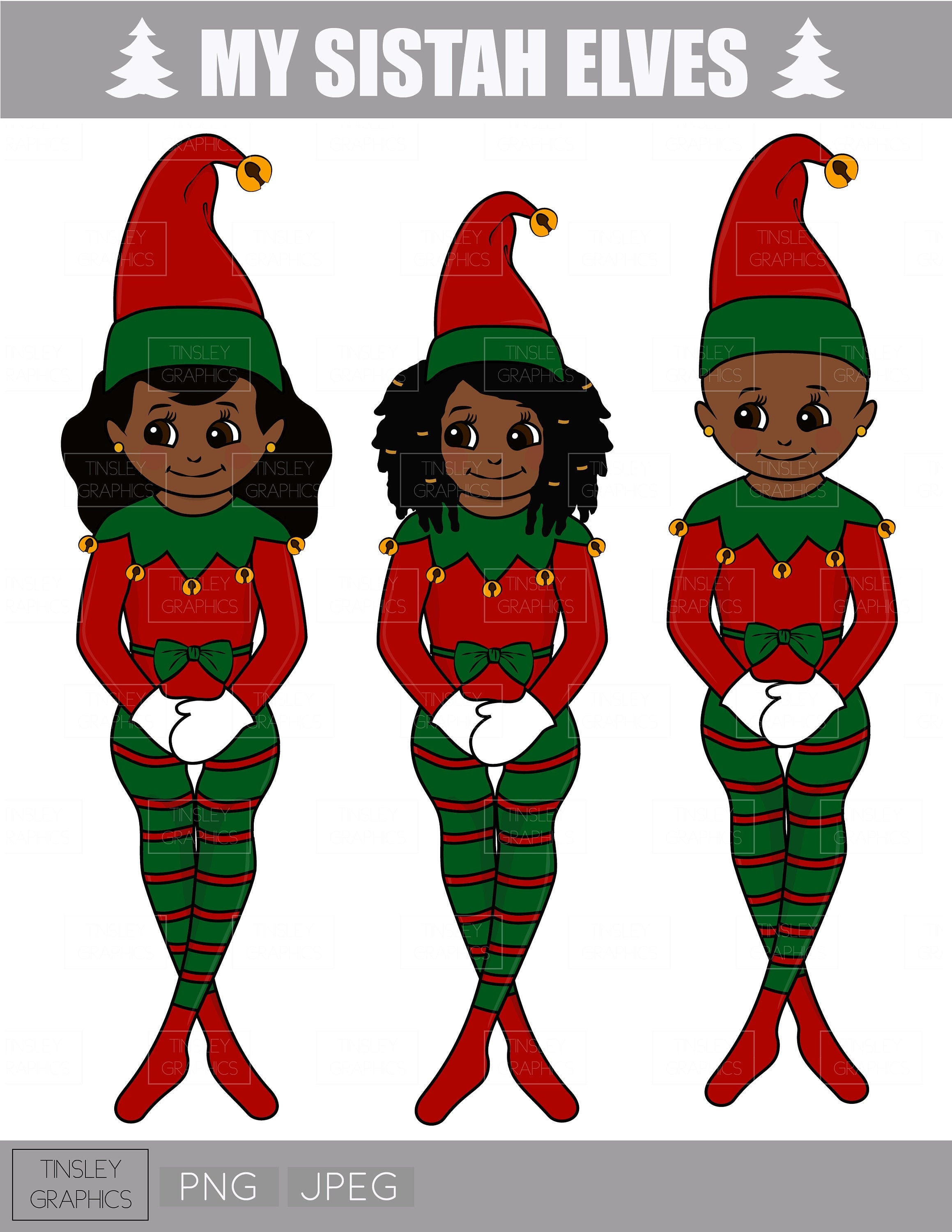 MY SISTAH ELVES // Christmas Png African American Elf Png | Etsy