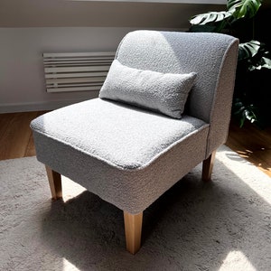 Chair + Cushion Grey boucle ON STOCK FAST delivery about one week !