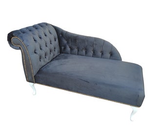 Black Chesterfield Chaise longue Sofa Stylish Custom Made Luxury Sofa