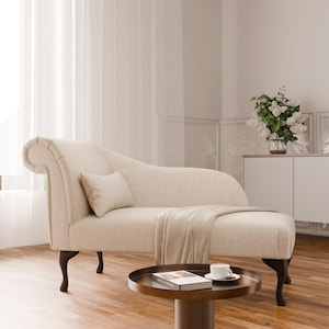 Sofá Chaise Longue Elegante y Moderno Tapizado a Medida Tejido Imitación Lino