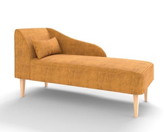 Custom-Made Corduroy Chaise Lounge | Wide Color Selection + Free Cushion