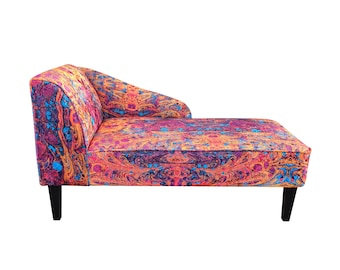 Chaise longue moderne bankbank LAVA crush fluweel op maat gemaakt