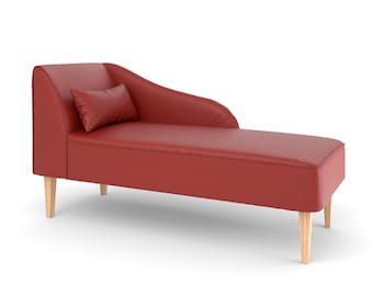 Op maat gemaakte chaise longue | Premium ecoleer + gratis kussen | Elegant en duurzaam