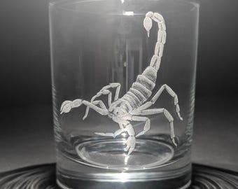 Scorpion Gifts - Customised Whisky Glass - Scorpions - Scorpion Gift - Hand Engraved Glasses - Glass Art - Scorpion Glasses