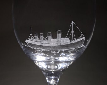 Titanic Wine Glass - The Titanic - Titanic Gifts - Hand Engraved Titanic - Personalized Gifts - Titanic Glass Art - Titanic Ocean Liner