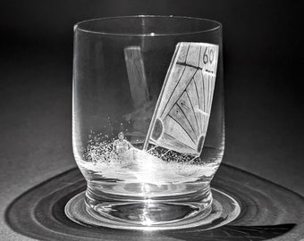 Hand Engraved Sailing Whisky Glass - Sailing Glass - Sailor Gift - Dinghy Sailing - Laser Sailing - Engraved Tumbler - Boat Glass -