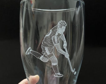 Hockey Pint Glass - Hockey Glass - Hockey Gift - Hockey Player - Gin Glass - Prosecco Glass - Beer Glass - Wine Glass