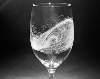 Hand Engraved Wave Wine Glasses - Surfing Glass - Surfer Gift - Ocean Wave - Surf Glass - Gin Glass - Prosecco Glass - Beer Glass