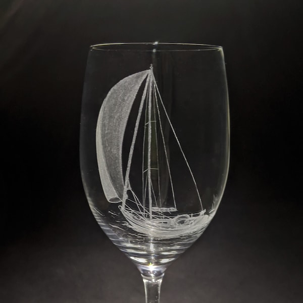 Sailing Gifts - Yacht Glass - Engraved Glass - Sailing Gifts For Him - Boat Gifts - Engraved Wine Glass - Sailing Art - Glass Art
