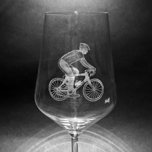 Hand Engraved Bike Wine Glass – Personalized Cycling Gift