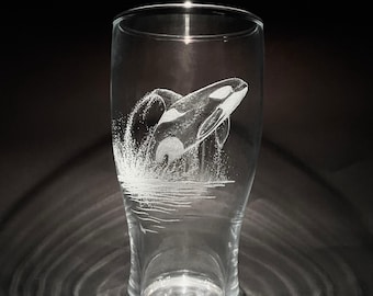Whale Pint Glass - Whale Glass - Orca Glass - Orca Gifts - Orca Whale - Whale Art - Gin Glass - Drinking Glass - Beer Glass - Wine Glass