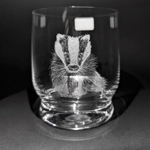 Hand Engraved Badger Whisky Glass - Badger Glass - Badger Gift - Baby Badger - Badger Lover - Badger Themed Gifts - Hand Engraved Tumbler