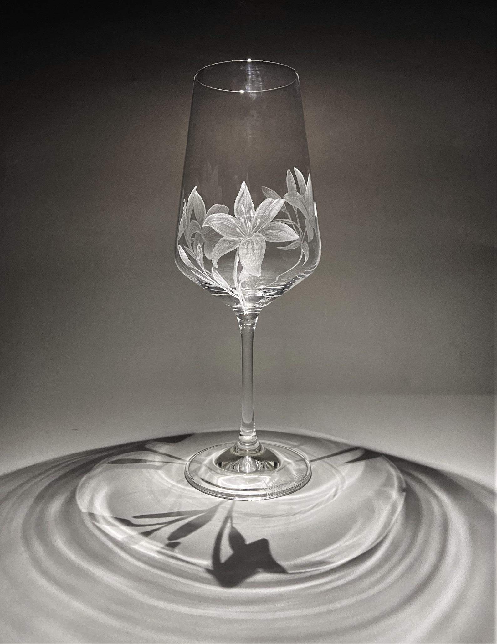 Hand Engraved Lily Wine Glasses Lily Glass Lilies Lily Etsy