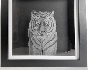 Tiger Hand Engraved Frame - Tiger Gift - Tigers -  Bengal Tiger Gifts - Tiger Art - Glass Art - Tiger Lover - Animal Glass Engraving