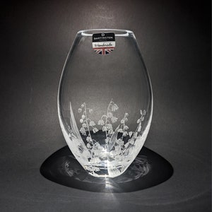 Lily Of The Valley Vase - Hand Engraved Dartington Crystal Vase - Beautiful Glass Art - Flower Gift - Crystal Engraving- Wedding Gift