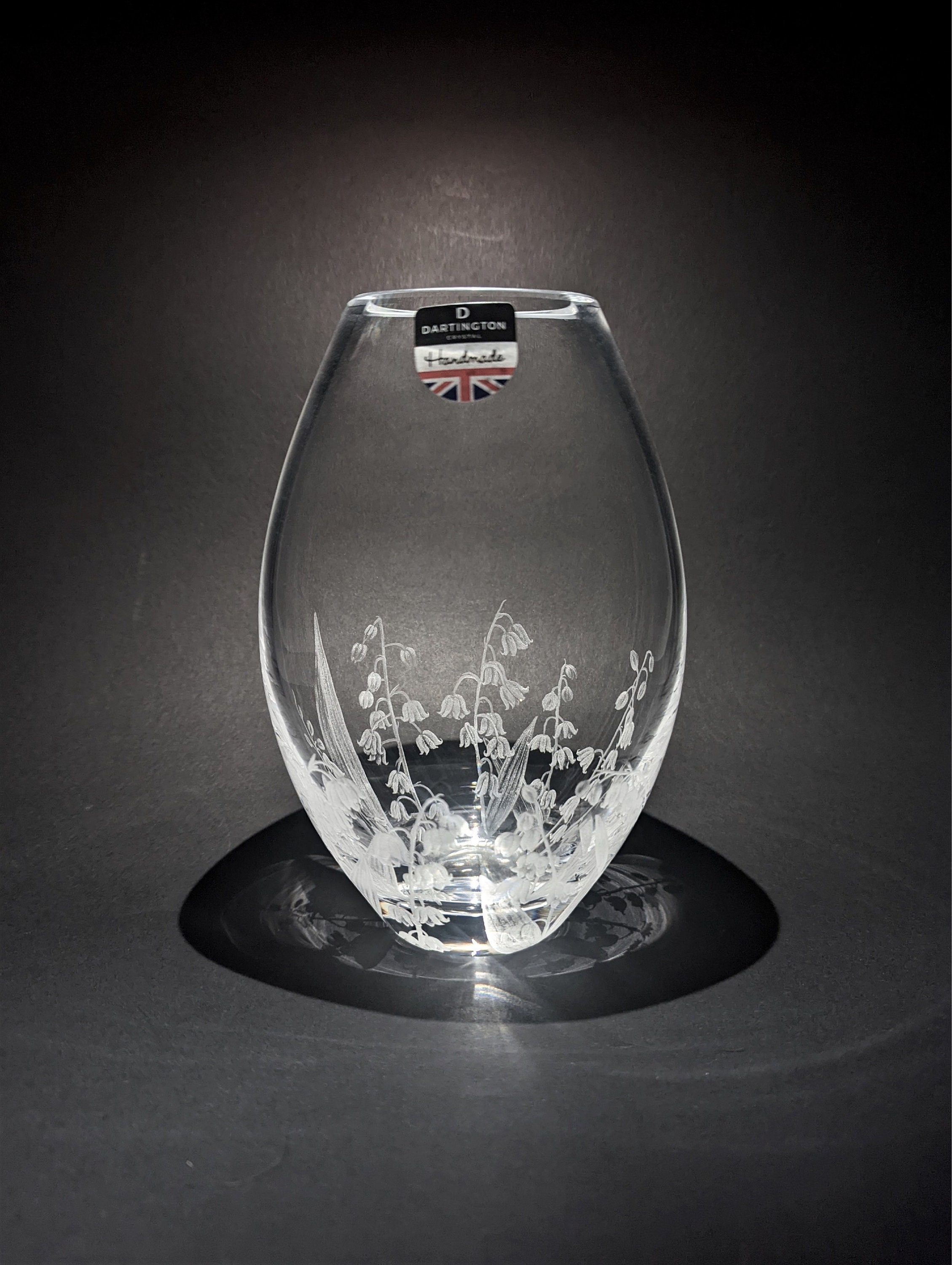 Lily Of The Valley Vase - Hand Engraved Dartington Crystal Beautiful Glass Art Flower Gift Engraving- Wedding