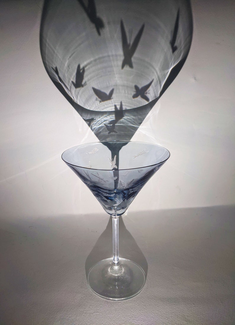 Butterflies Cocktail Glass Purple Cocktail Glass Hand Engraved Martini Glass Personalized Butterfly Glass Butterfly Wedding Gift image 5