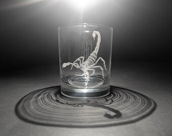 Scorpion Gifts - Customised Whisky Glass - Scorpions - Scorpion Gift - Hand Engraved Glasses - Glass Art - Scorpion Glasses