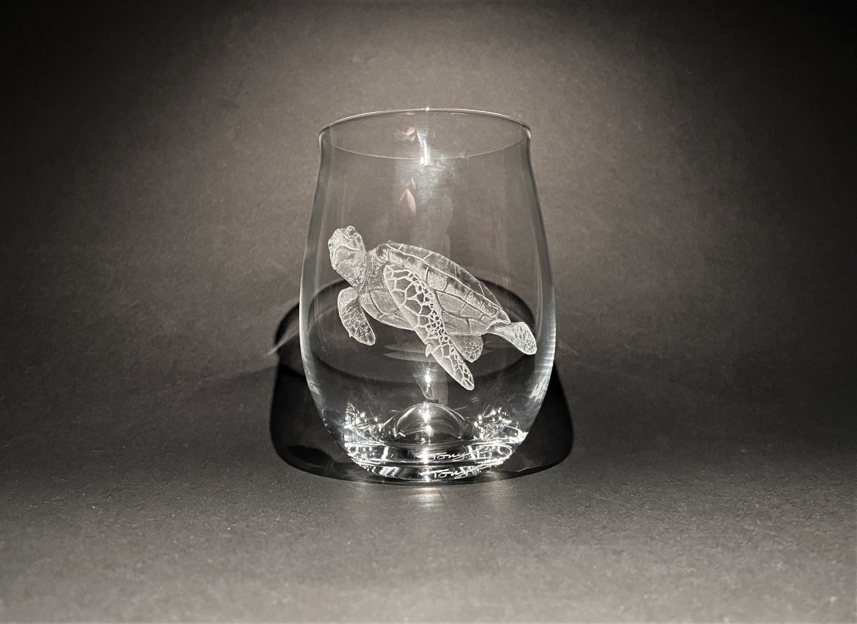 Customised Glasses - Sea Turtle - Turtle Gift - Hand Engraved Turtle - Glass Art - Stemless Wine - Ocean Gifts - Marine Life - Under The Sea