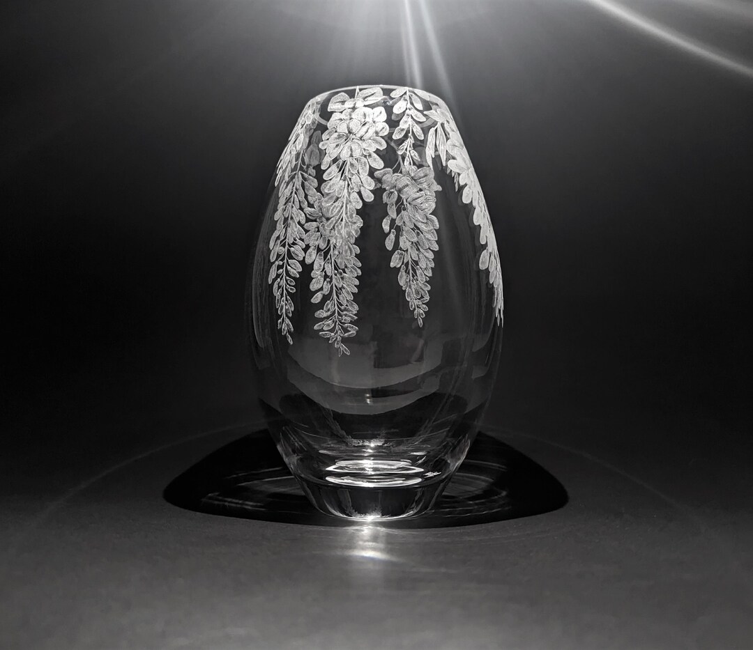 Wisteria Vase Wisteria Flowers hand Engraved Dartington Crystal Vase