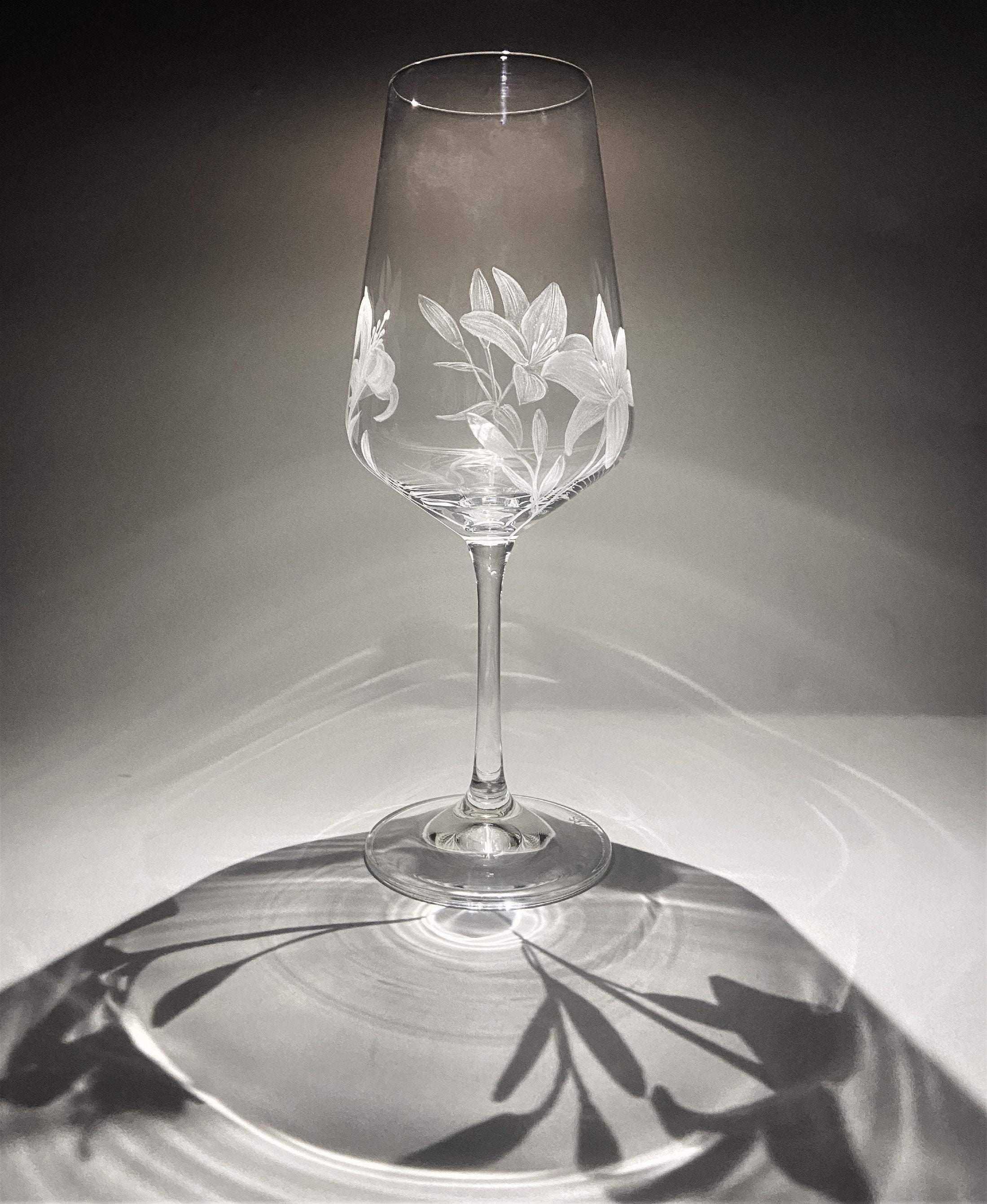 Hand Engraved Lily Wine Glasses Lily Glass Lilies Lily Etsy