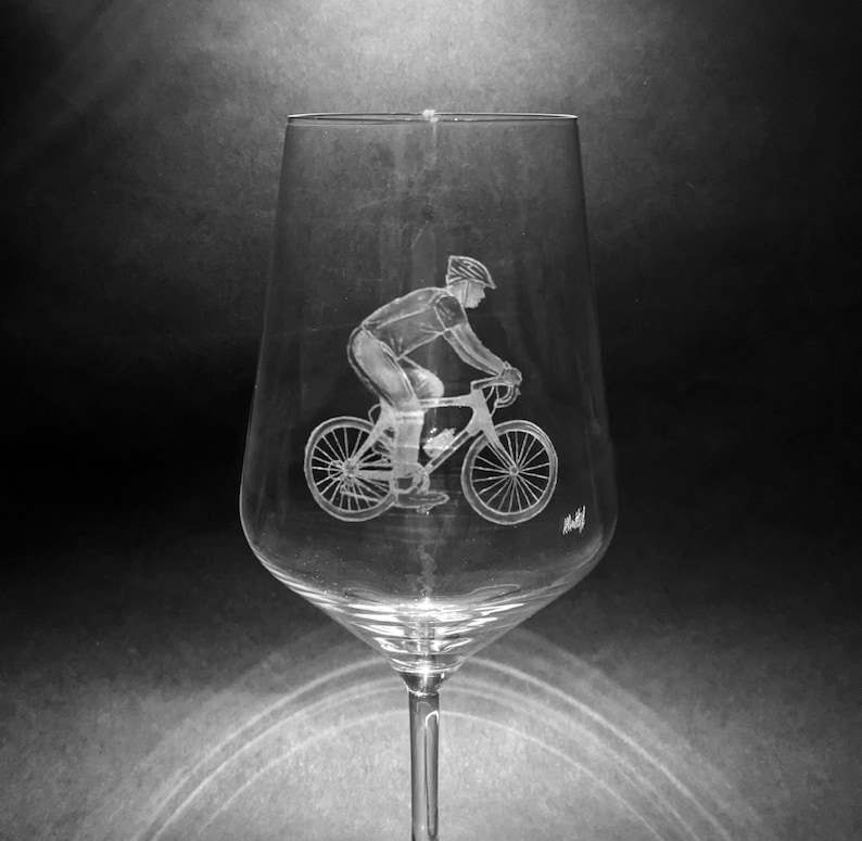 Bike Wine Glass Hand Engraved Cyclist Cycling Gin Glass Etsy
