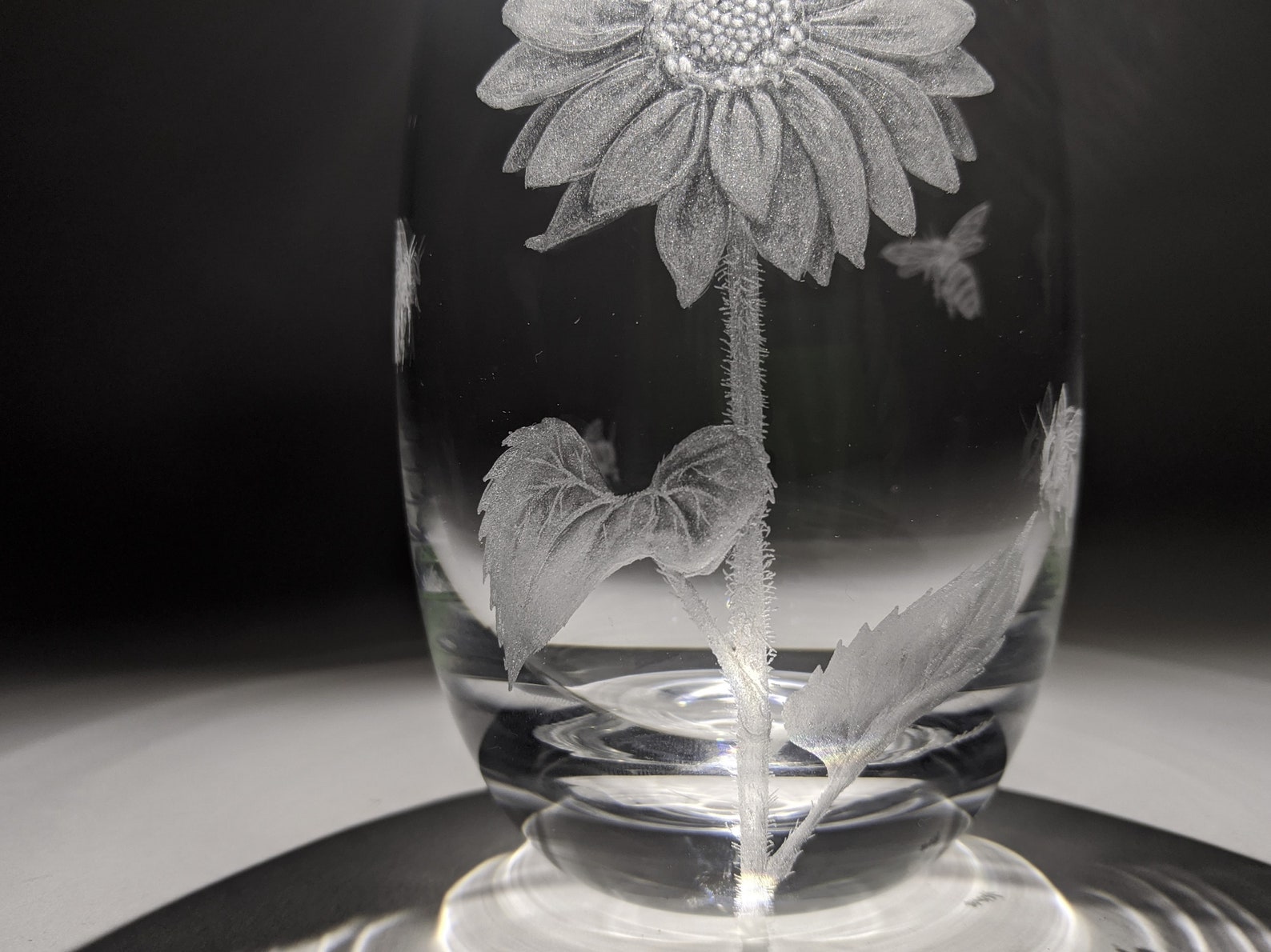 Sunflower Engraving Dartington Crystal Vase Hand Engraved Etsy