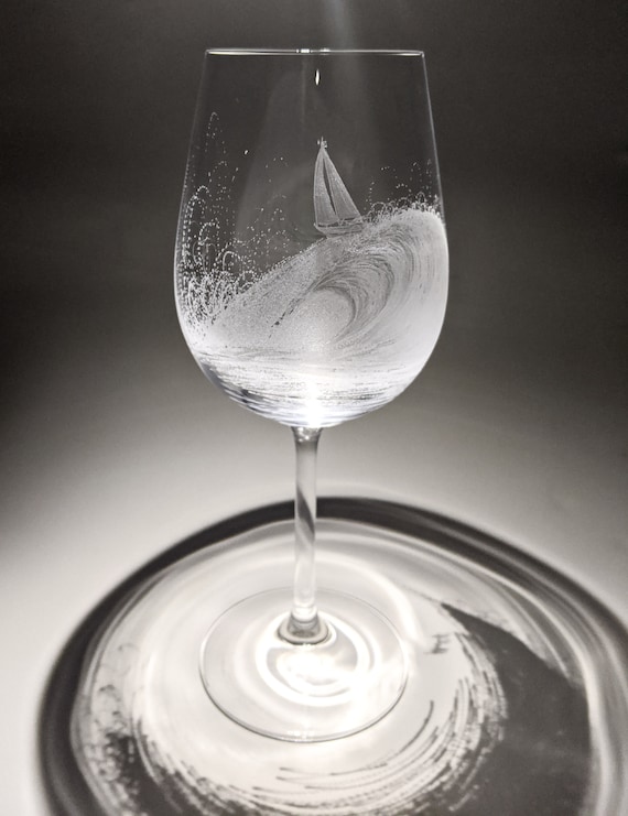 Sailing Gift - Engraved Wine Glasses - Glass Art - Yacht Glass - Sailing  Gifts - Wave Glass Art - Boat Gift - Ocean Wine Glasses - Ocean Art - Etsy