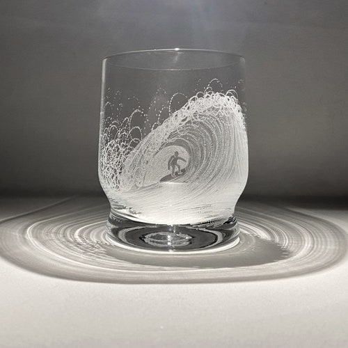 Hand Engraved Wave Whisky Glass Surf Glass Surfing Gift Etsy