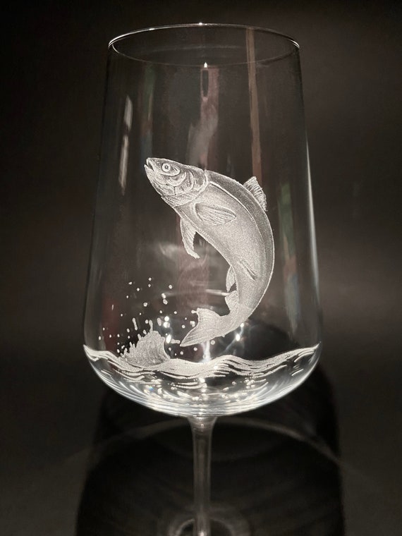 Fishing Gifts Salmon Salmon Gifts Fly Fishing Fishing Wine Glass Gifts for  Dad Hand Engraved Glass Fishing Gifts for Him beer 