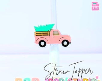 Farm Truck Straw Topper 3D Print File (STL & 3MF Digital Download) 8mm + 10mm Sizes