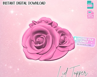 Adorno para tapa de taza con rosas: Impresión 3D en formato STL y archivo 3MF (descarga digital)