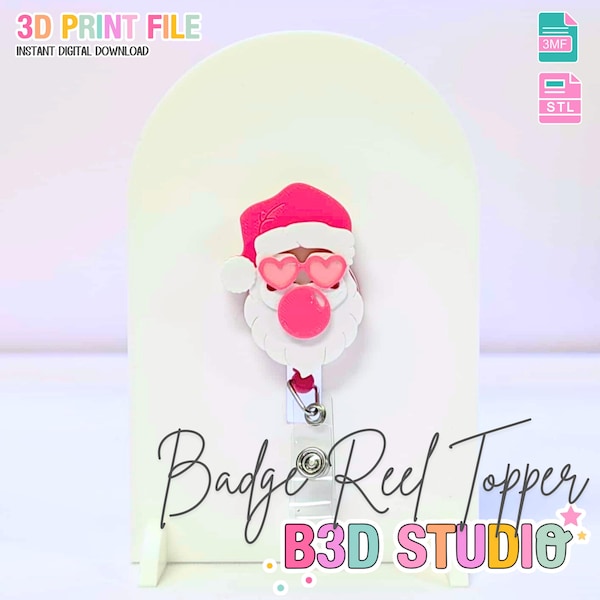Sassy Santa Flat Back Topper 3D Print File (STL & 3MF Digital Download)