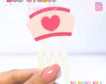 Nurse Hat Paper Clip 3D Print File (STL & 3MF Digital Download)