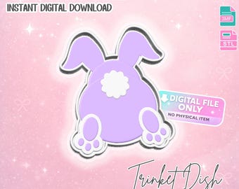 Archivo de impresión 3D para bandeja de baratijas con forma de trasero de conejo – Organización de escritorio STL/3MF (Descarga digital)