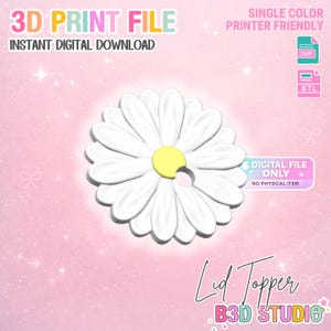 Daisy Version 2 Locktoppare: 3D-utskrift STL & 3MF-fil Muggtoppare (digital nedladdning)