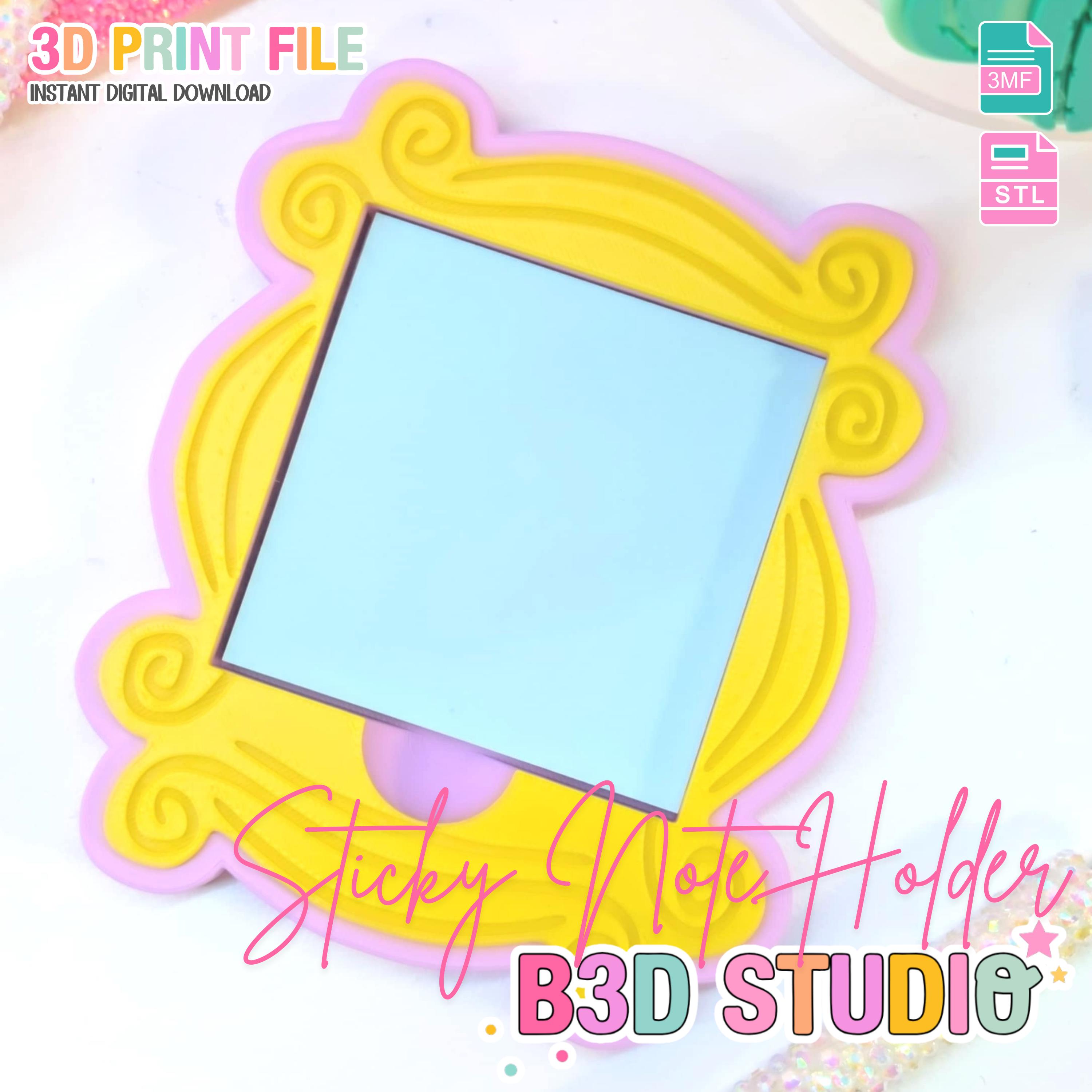 Vintage Frame Sticky Note Holder: 3D Print File (STL 3MF Digital Download)